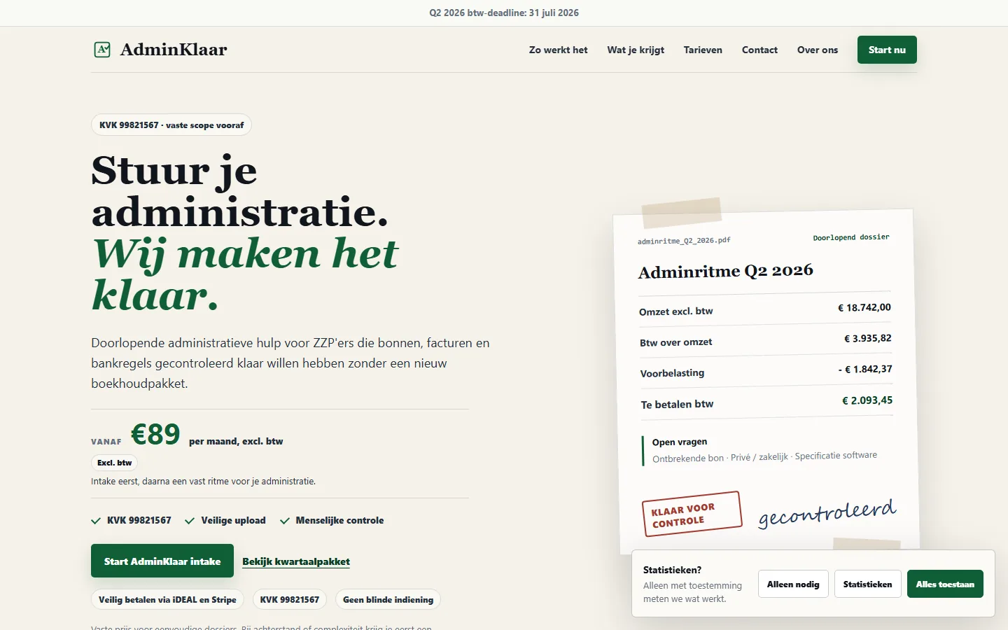 AdminKlaar producttool als automatiseringsvoorbeeld